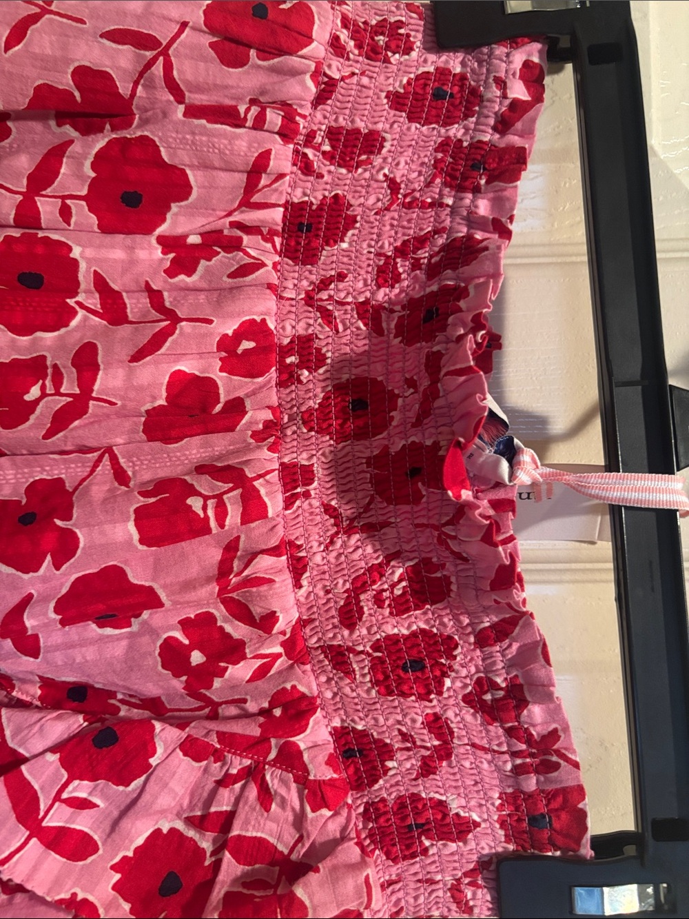 NWT Vineyard Vines Rock Rose Smocked Skirt Floral Pink Red Ruffle Mini sz M - Picture 3 of 6